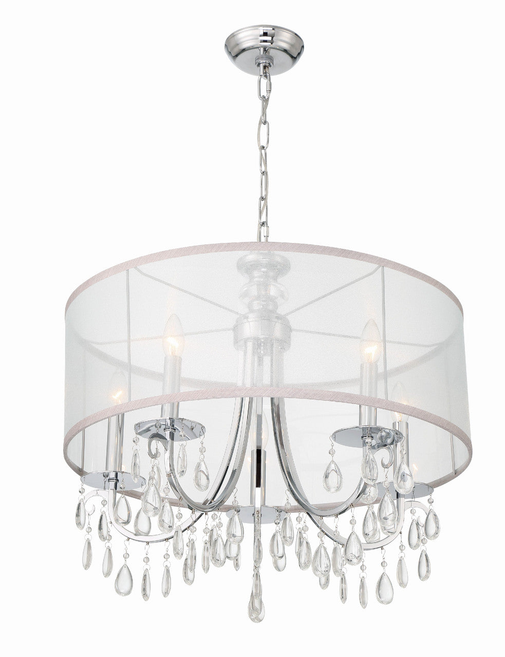 Crystorama Hampton 5 Light Drum Shade Polished Chrome Chandelier 5625-CH