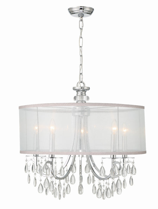 Crystorama Hampton 5 Light Drum Shade Polished Chrome Chandelier 5625-CH