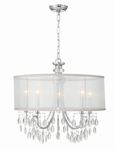 Crystorama Hampton 5 Light Drum Shade Polished Chrome Chandelier 5625-CH