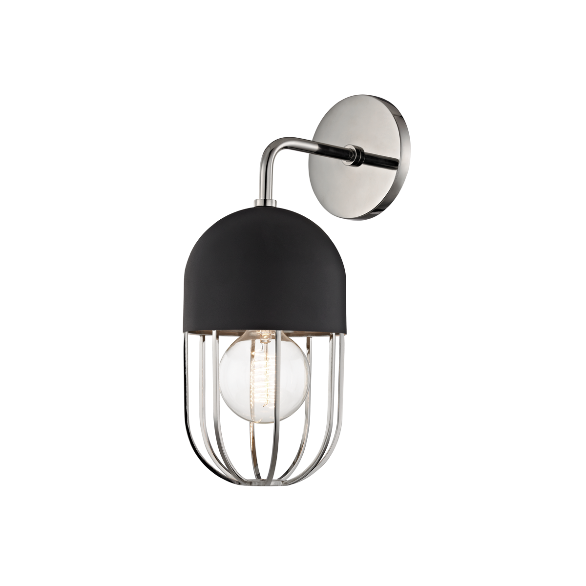 Mitzi 1 Light Wall Sconce in Polished Nickel/Black H145101-PN/BK