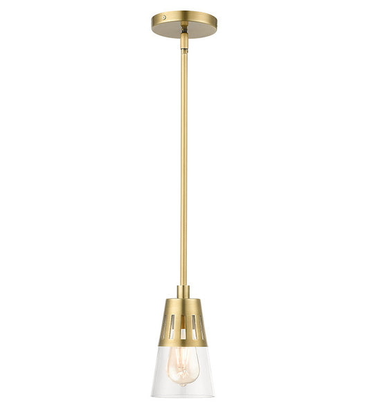 Livex Lighting Bennington Collection 1 Light Natural Brass Mini Pendant 56451-08