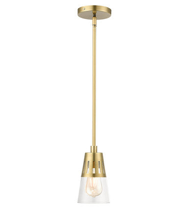 Livex Lighting Bennington Collection 1 Light Natural Brass Mini Pendant 56451-08