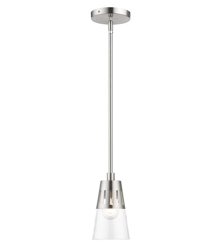 Livex Lighting Bennington Collection 1 Light Brushed Nickel Mini Pendant 56451-91