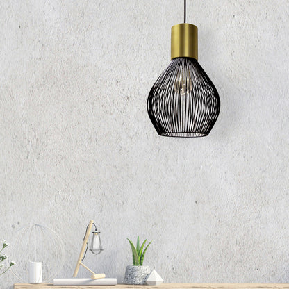 Dainolite 1 Light Incandescent Pendant, Vintage Bronze Finish with Black Frame 565-101P-VB