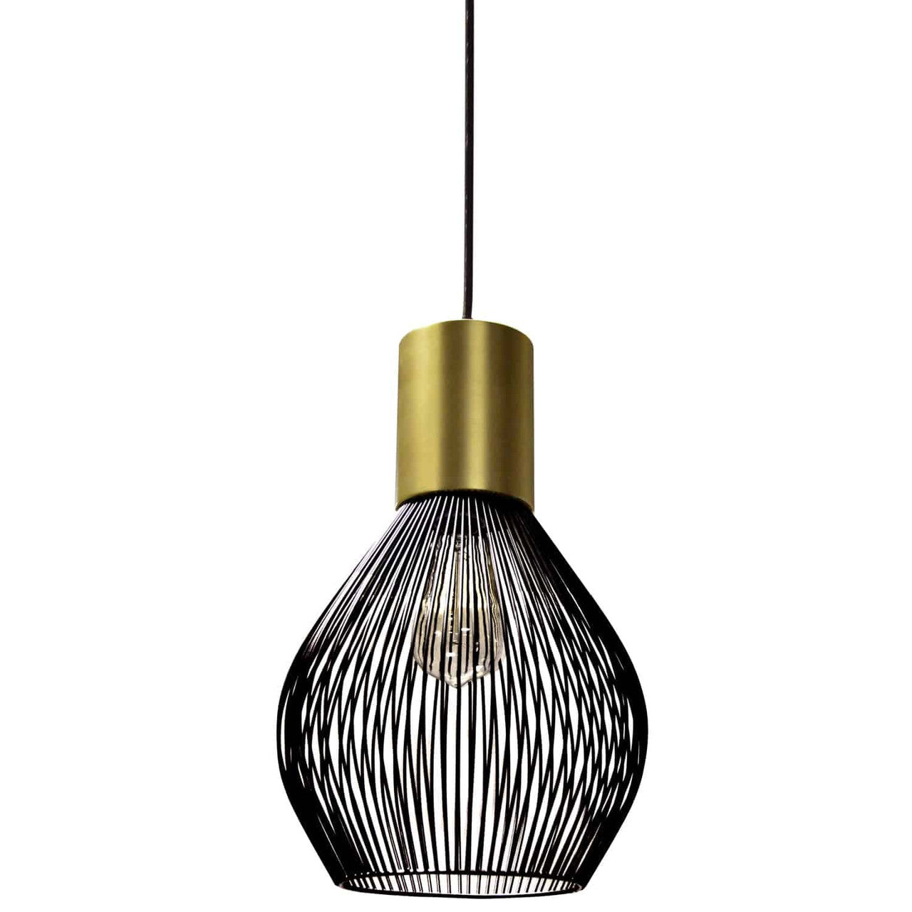 Dainolite 1 Light Incandescent Pendant, Vintage Bronze Finish with Black Frame 565-101P-VB