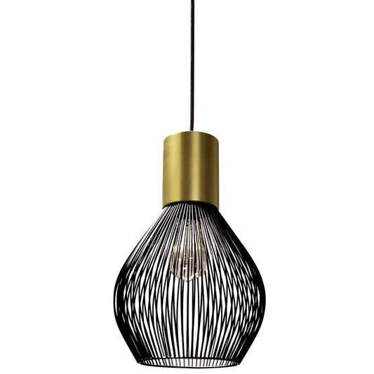 Dainolite 1 Light Incandescent Pendant, Vintage Bronze Finish with Black Frame 565-101P-VB