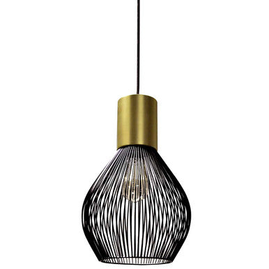 Dainolite 1 Light Incandescent Pendant, Vintage Bronze Finish with Black Frame 565-101P-VB