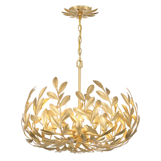 Crystorama Broche 5 Light Antique Gold Chandelier 566-GA