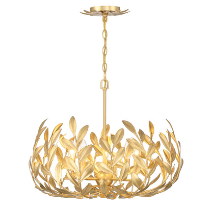 Crystorama Broche 5 Light Antique Gold Chandelier 566-GA