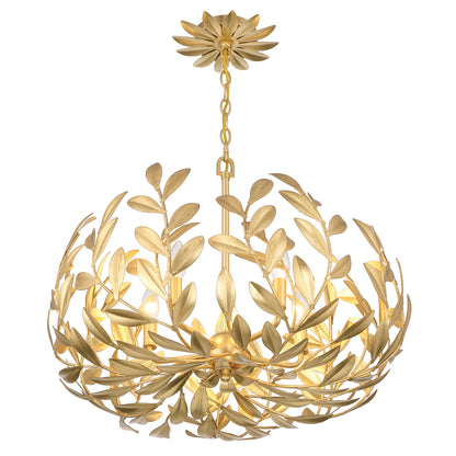 Crystorama Broche 5 Light Antique Gold Chandelier 566-GA