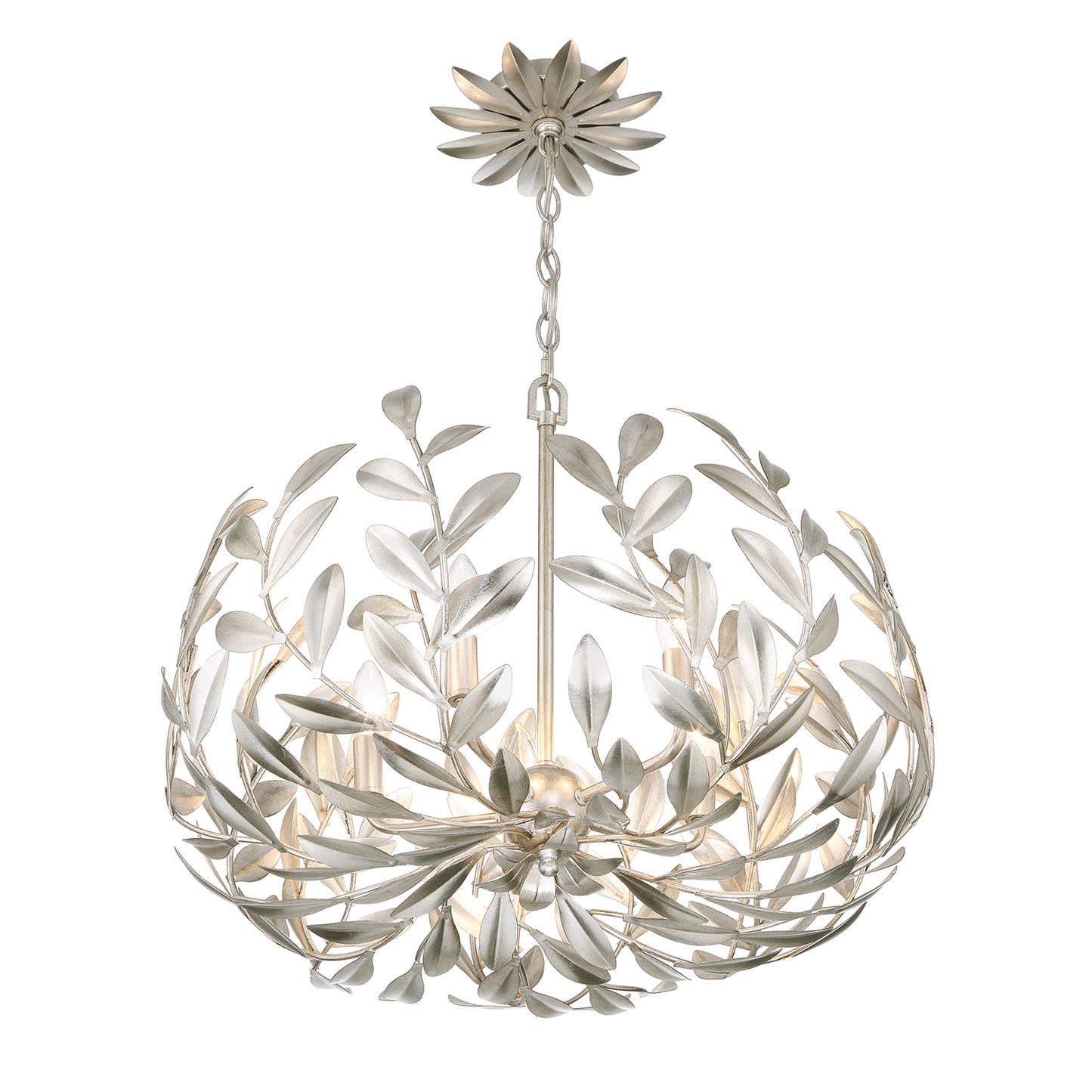 Crystorama Broche 5 Light Antique Silver Chandelier 566-SA