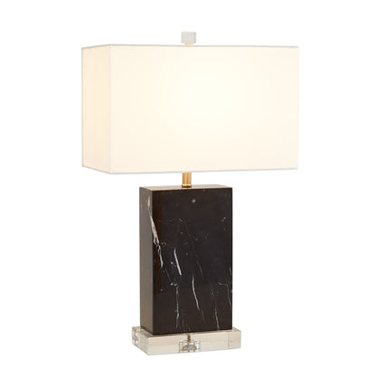 Global Views Marble Rectangular Table Lamp in Black 8.82976