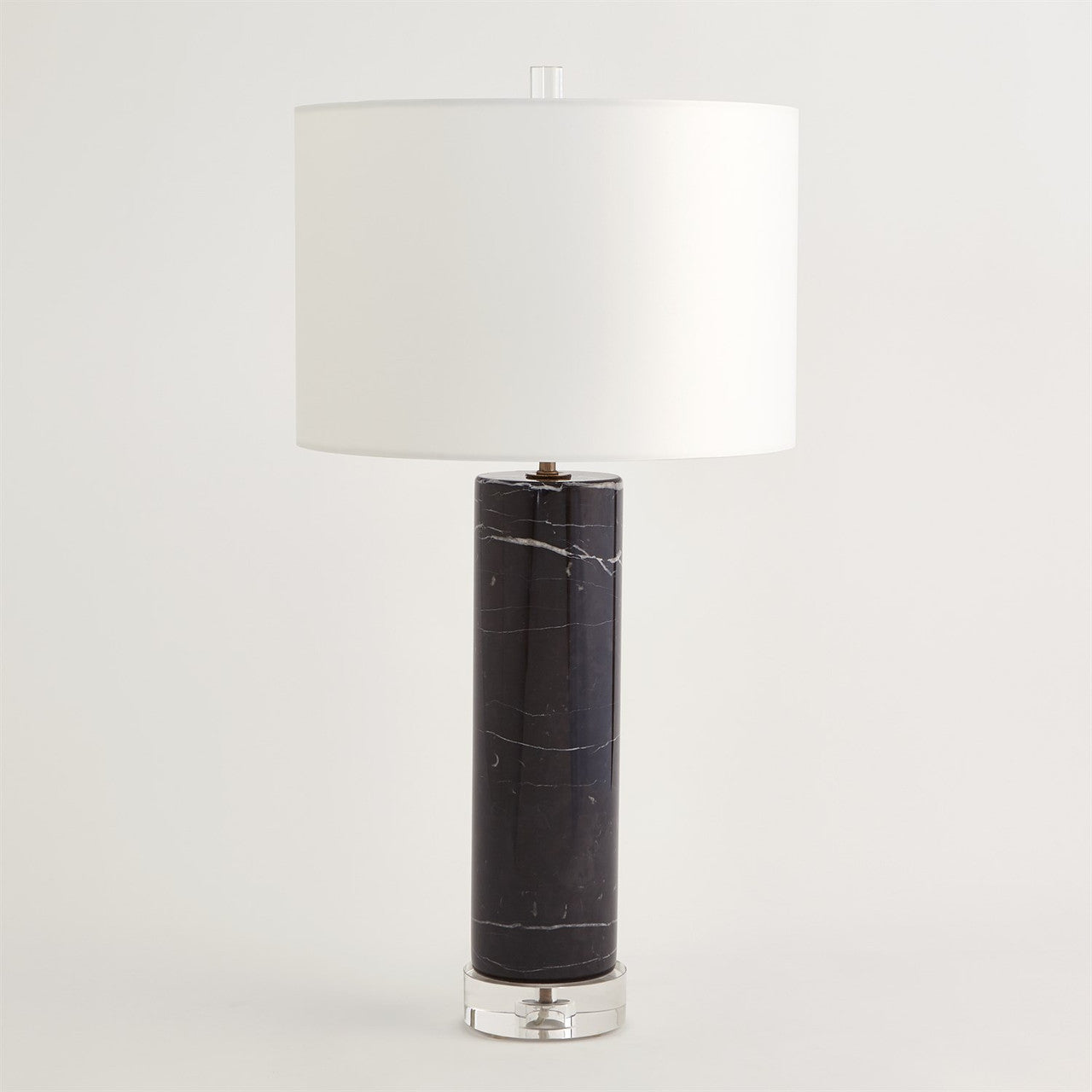 Global Views Marble Cylinder Table Lamp in Black 8.82977