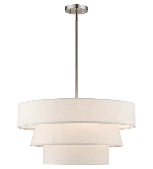 Livex Lighting Chandler Collection 4 Light Brushed Nickel Pendant Chandelier 56724-91