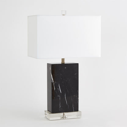 Global Views Marble Rectangular Table Lamp in Black 8.82976