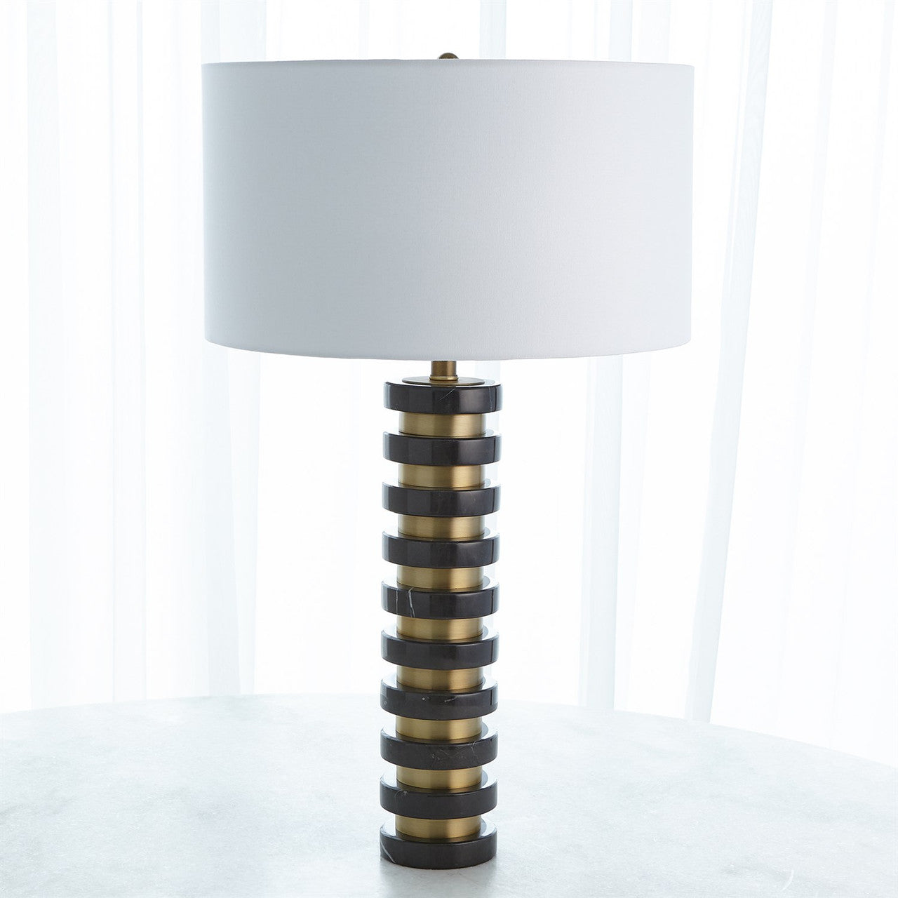 Global Views Marble Stack Lamp in Black 8.82973