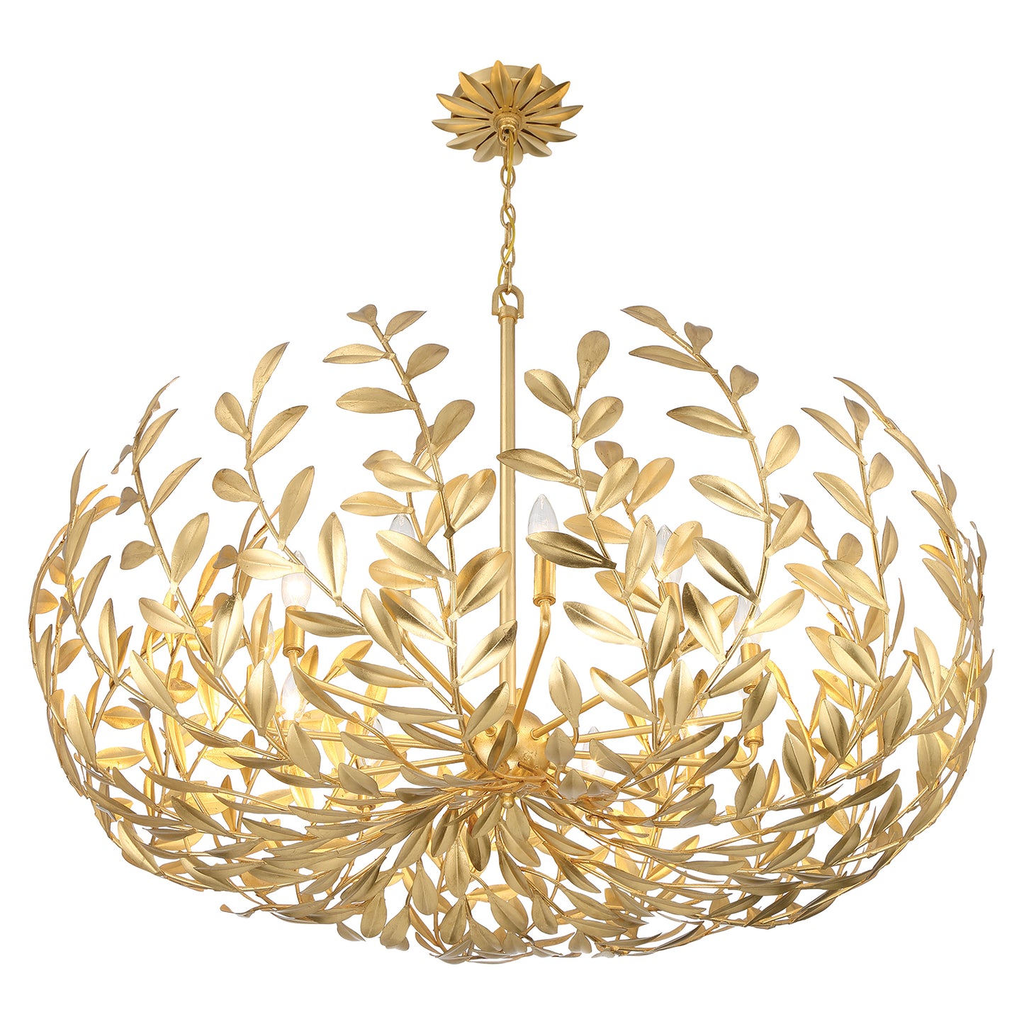 Crystorama Broche 12 Light Antique Gold Chandelier 569-GA