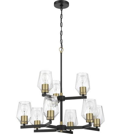 Craftmade Avante Grand 9 Light Two-Tier Chandelier in Flat Black/Satin Brass 56929-FBSB