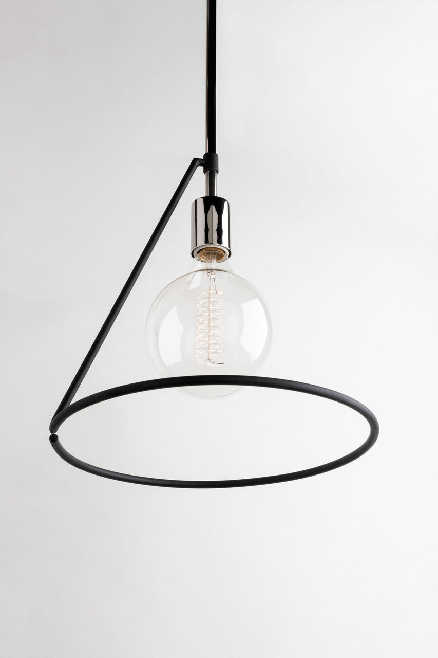 Mitzi 1 Light Pendant in Polished Nickel/Black H245701-PN/BK