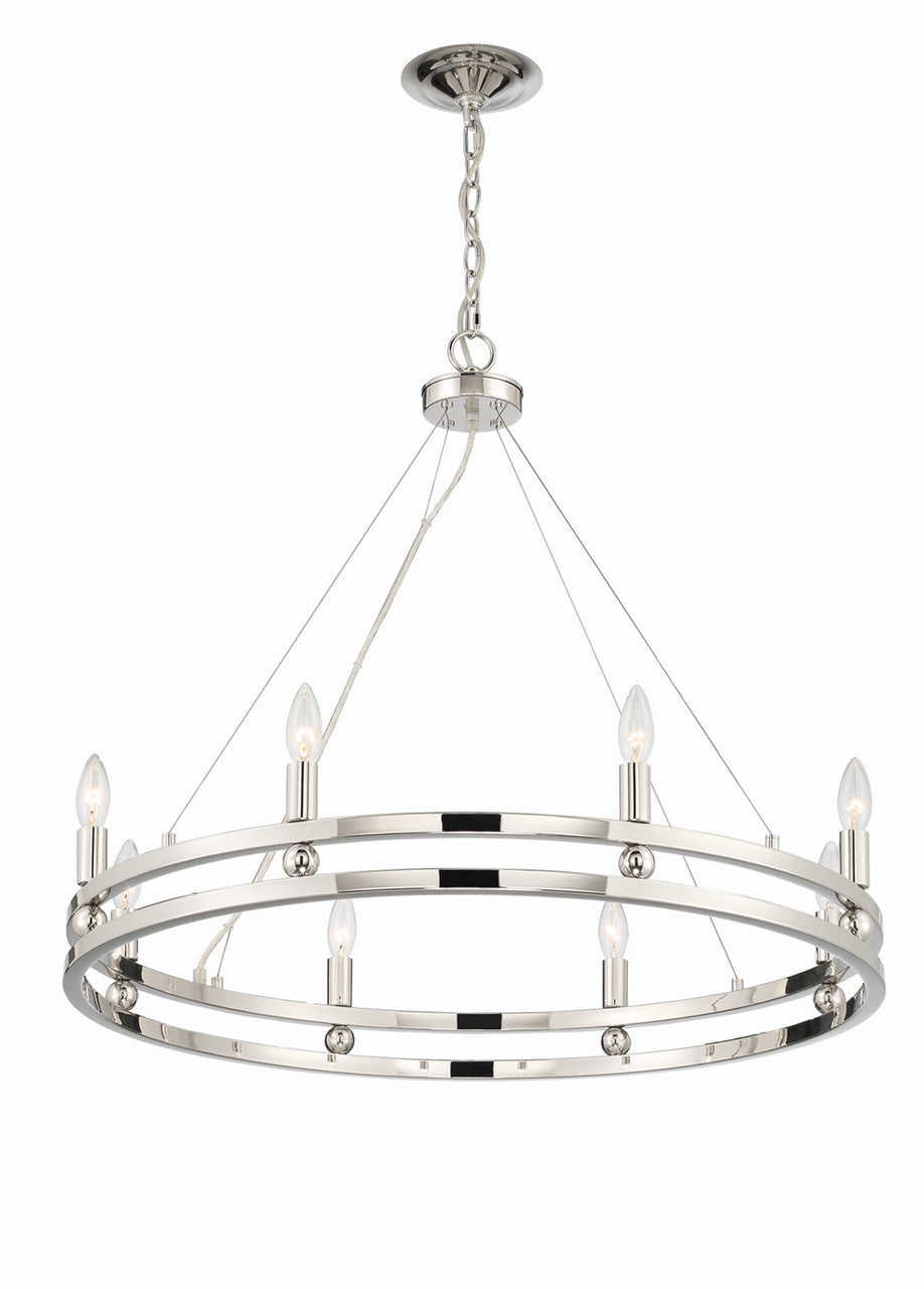 Lumanity Lighting Ashland 8-Light Statement Round Nickel Chandelier in Polished Nickel  L090-0026