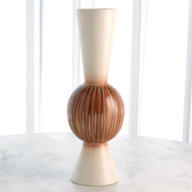 Global Views Low Orb Vase-Sunset Stripes 1.10802