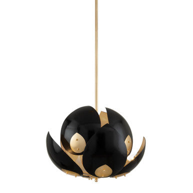 Hudson Valley Lighting Lotus Chandelier in Gold Leaf/black 5708-GL/BK