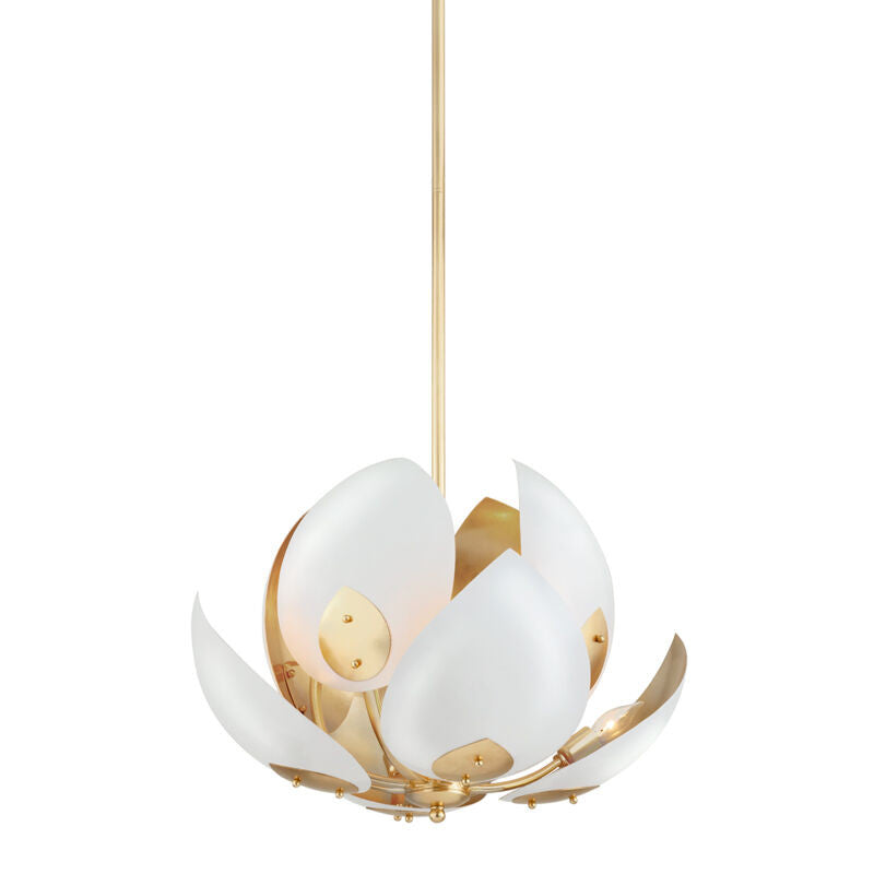 Hudson Valley Lighting Lotus Chandelier in Gold Leaf/white 5708-GL/WH