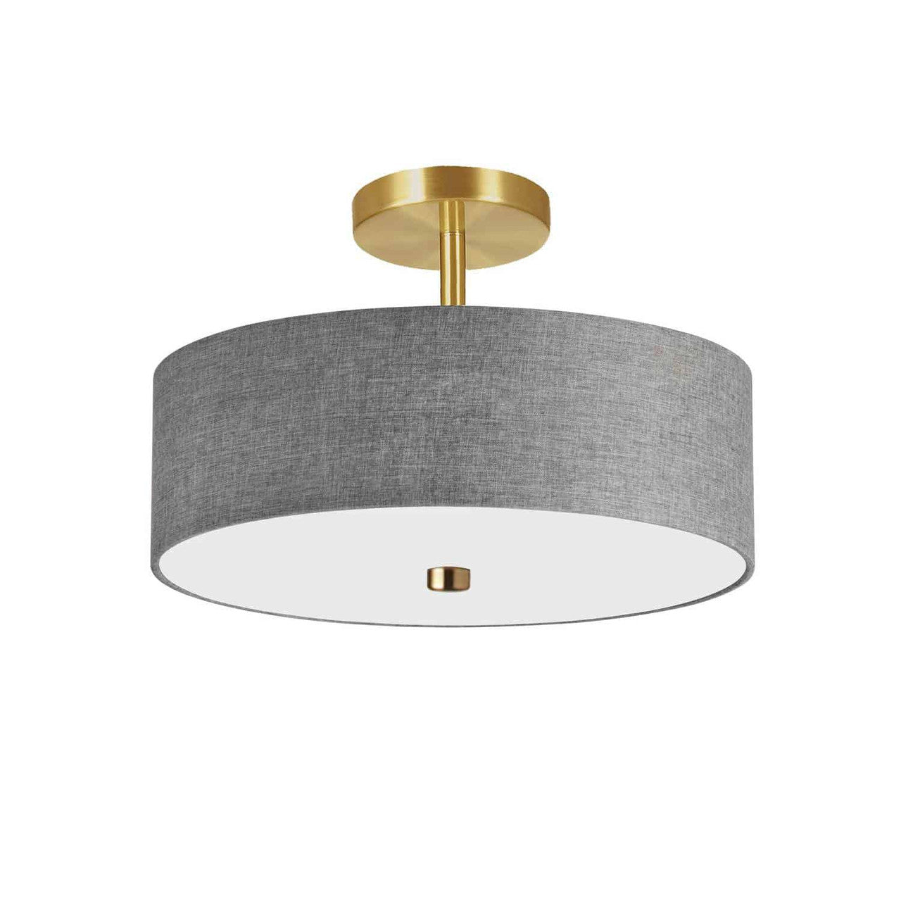 Dainolite 3 Light Incandescent Semi-Flush Mount Aged Brass with Grey Shade 571-143SF-AGB-GRY