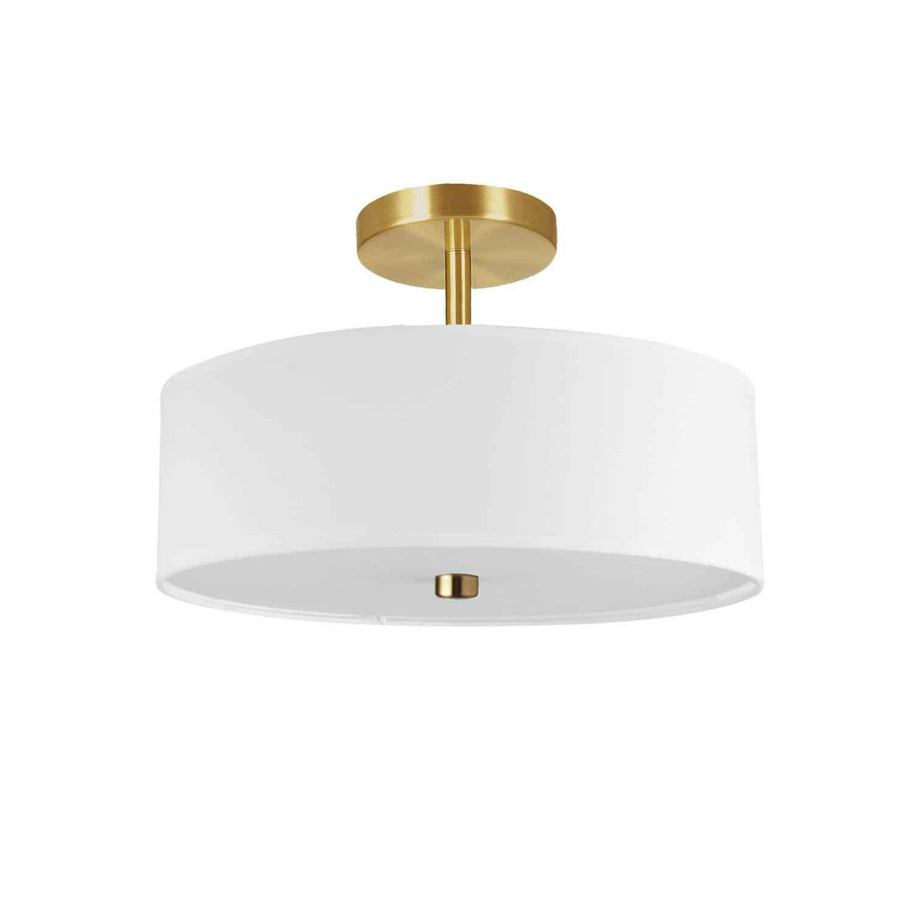 Dainolite 3 Light Incandescent Semi-Flush Mount Aged Brass with White Shade 571-143SF-AGB-WH