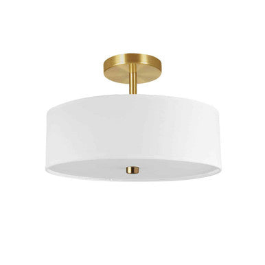 Dainolite 3 Light Incandescent Semi-Flush Mount Aged Brass with White Shade 571-143SF-AGB-WH