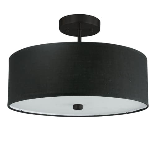 Dainolite 3 Light Incandescent Matte Black Semi-Flush Fixture w/ Black Shade 571-143SF-MB-BK