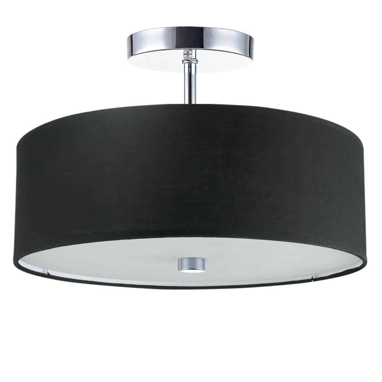 Dainolite 3 Light Incandescent Semi Flush Polished Chrome Finish with Black Shade 571-143SF-PC-BK