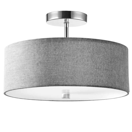 Dainolite 3 Light Incandescent Semi Flush Polished Chrome Finish with Grey Shade 571-143SF-PC-GRY