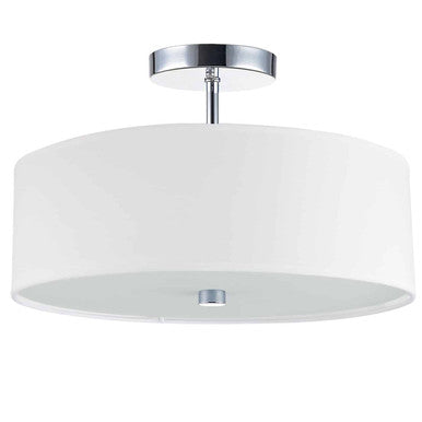 Dainolite 3 Light Incandescent Semi Flush Polished Chrome Finish with White Shade 571-143SF-PC-WH