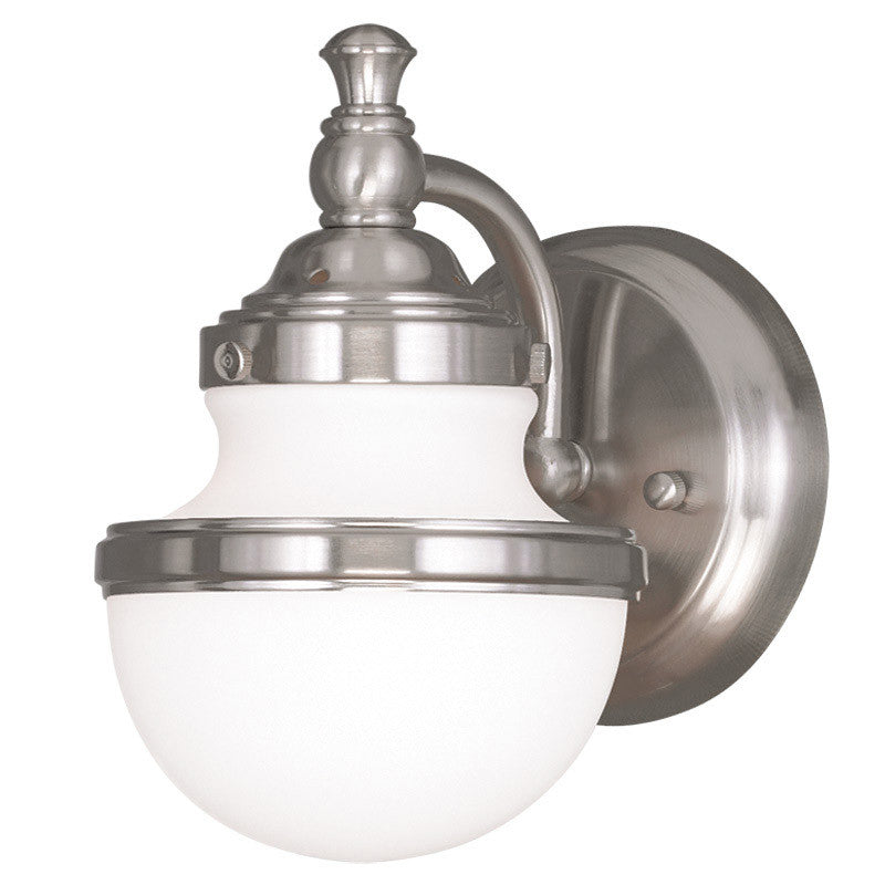 Livex Lighting Oldwick Collection 1 Light BN Bath Light/Wall Sconce in Brushed Nickel 5711-91