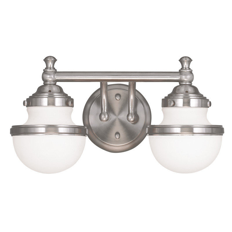 Livex Lighting Oldwick Collection 2 Light Brushed Nickel Bath Light in Brushed Nickel 5712-91