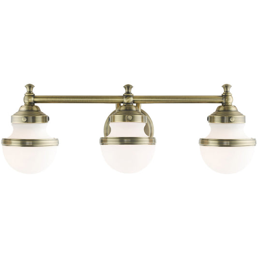 Livex Lighting Oldwick Collection 3 Lt Antique Brass Bath Vanity  in Antique Brass 5713-01