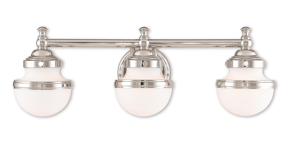 Livex Lighting Oldwick Collection 3 Light Polished Chrome Bath Light in Polished Chrome 5713-05