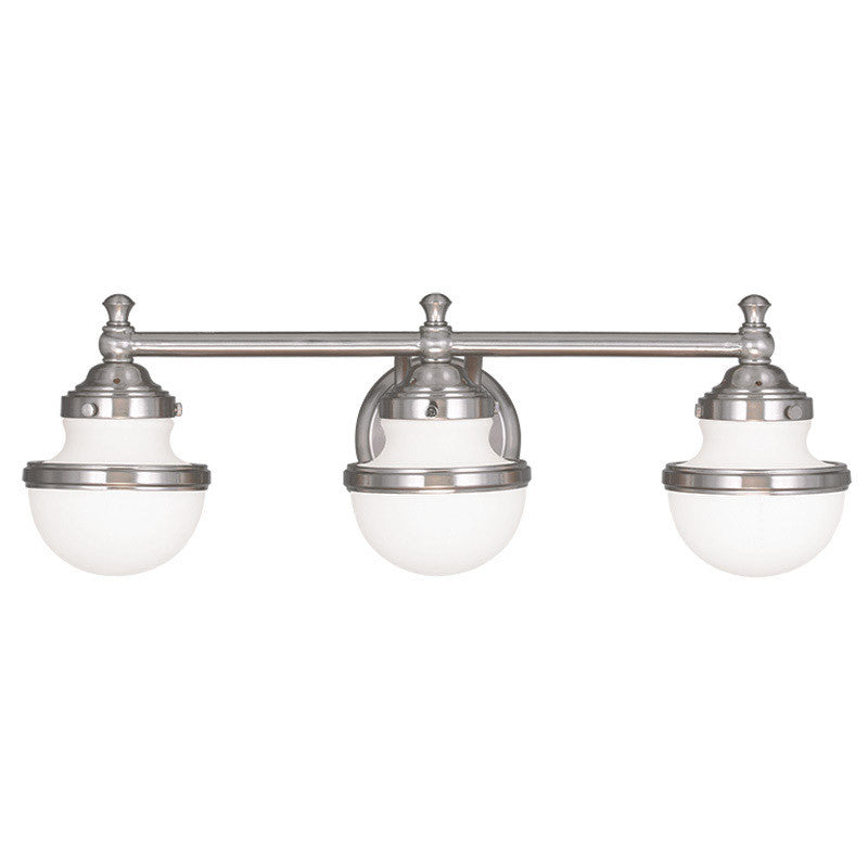 Livex Lighting Oldwick Collection 3 Light Brushed Nickel Bath Light in Brushed Nickel 5713-91