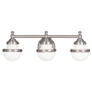 Livex Lighting Oldwick Collection 3 Light Brushed Nickel Bath Light in Brushed Nickel 5713-91