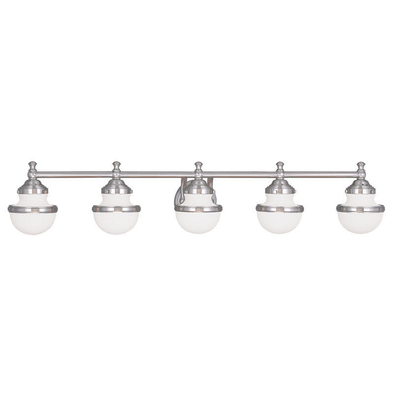 Livex Lighting Oldwick Collection 5 Light Brushed Nickel Bath Light in Brushed Nickel 5715-91