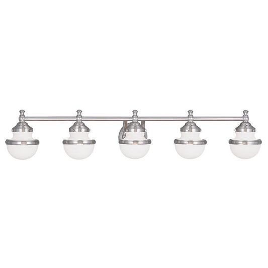 Livex Lighting Oldwick Collection 5 Light Brushed Nickel Bath Light in Brushed Nickel 5715-91