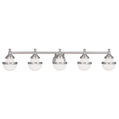 Livex Lighting Oldwick Collection 5 Light Brushed Nickel Bath Light in Brushed Nickel 5715-91