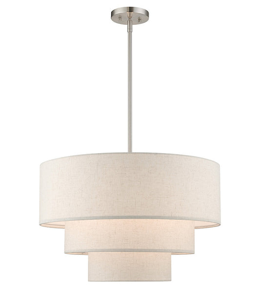 Livex Lighting Gladstone Collection 4 Light Brushed Nickel Pendant Chandelier 57484-91