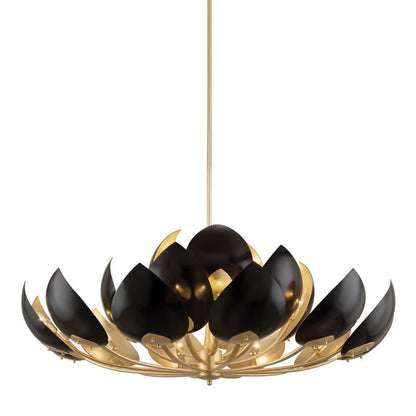 Hudson Valley Lighting Lotus Chandelier in Gold Leaf/black 5754-GL/BK