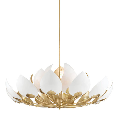 Hudson Valley Lighting Lotus Chandelier in Gold Leaf/white 5754-GL/WH