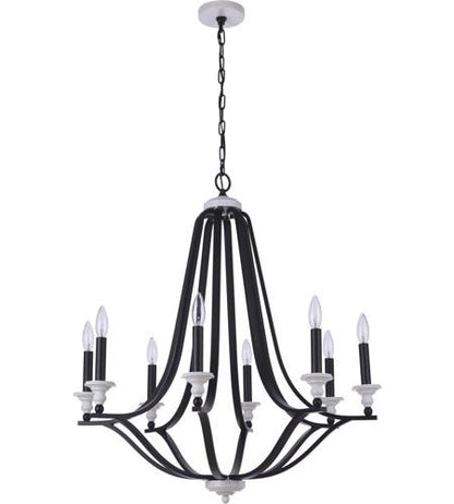 Craftmade Esme 8 Light Chandelier in Flat Black / Matte White 57628-FBMWW