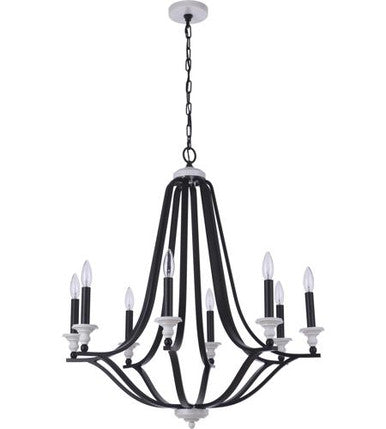 Craftmade Esme 8 Light Chandelier in Flat Black / Matte White 57628-FBMWW