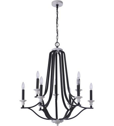 Craftmade Esme 9 Light Chandelier in Flat Black / Matte White 57629-FBMWW