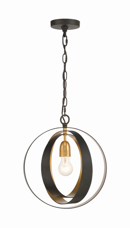 Crystorama Luna 1 Light English Bronze + Antique Gold Sphere Mini Chandelier 580-EB-GA